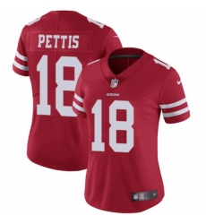 Women's Nike San Francisco 49ers #18 Dante Pettis Red Team Color Vapor Untouchable Elite Player NFL Jersey