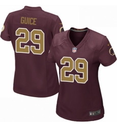 Women's Nike Washington Redskins #29 Derrius Guice Game Burgundy Red/Gold Number Alternate 80TH Anniversary NFL Jersey