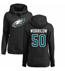Women's Nike Philadelphia Eagles #50 Paul Worrilow Black Name & Number Logo Pullover Hoodie