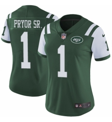 Women's Nike New York Jets #1 Terrelle Pryor Sr. Green Team Color Vapor Untouchable Limited Player NFL Jersey