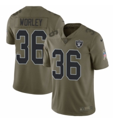 Men's Nike Oakland Raiders #36 Daryl Worley Limited Olive 2017 Salute to Service NFL Jersey