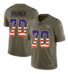 Men's Nike New York Giants #70 Patrick Omameh Limited Olive USA Flag 2017 Salute to Service NFL Jersey