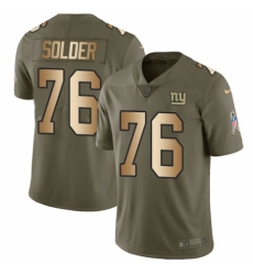 Youth Nike New York Giants #76 Nate Solder Limited Olive Gold 2017 Salute to Service NFL Jersey
