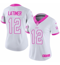 Women's Nike New York Giants #12 Cody Latimer Limited White Pink Rush Fashion NFL Jersey