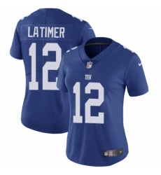Women's Nike New York Giants #12 Cody Latimer Royal Blue Team Color Vapor Untouchable Limited Player NFL Jersey
