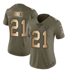 Women's Nike Indianapolis Colts #21 Nyheim Hines Limited Olive Gold 2017 Salute to Service NFL Jersey