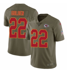 Youth Nike Kansas City Chiefs #22 Robert Golden Limited Olive 2017 Salute to Service NFL Jersey