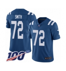 Men's Indianapolis Colts #72 Braden Smith Royal Blue Team Color Vapor Untouchable Limited Player 100th Season Football Jersey