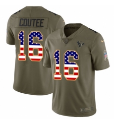 Men's Nike Houston Texans #16 Keke Coutee Limited Olive/USA Flag 2017 Salute to Service NFL Jersey