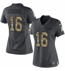 Women's Nike Houston Texans #16 Keke Coutee Limited Black 2016 Salute to Service NFL Jersey