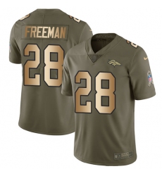Men's Nike Denver Broncos #28 Royce Freeman Limited Olive Gold 2017 Salute to Service NFL Jersey