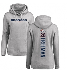 NFL Women's Nike Denver Broncos #28 Royce Freeman Ash Backer Pullover Hoodie