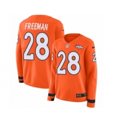 Women's Nike Denver Broncos #28 Royce Freeman Limited Orange Therma Long Sleeve NFL Jersey