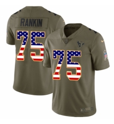 Youth Nike Houston Texans #75 Martinas Rankin Limited Olive USA Flag 2017 Salute to Service NFL Jersey
