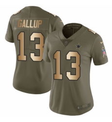 Women's Nike Dallas Cowboys #13 Michael Gallup Limited Olive/Gold 2017 Salute to Service NFL Jersey