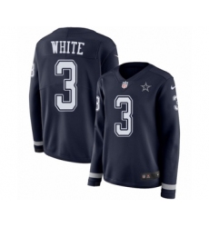 Women's Nike Dallas Cowboys #3 Mike White Limited Navy Blue Therma Long Sleeve NFL Jersey