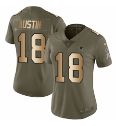 Women's Nike Dallas Cowboys #18 Tavon Austin Limited Olive/Gold 2017 Salute to Service NFL Jersey