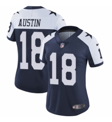 Women's Nike Dallas Cowboys #18 Tavon Austin Navy Blue Throwback Alternate Vapor Untouchable Limited Player NFL Jersey