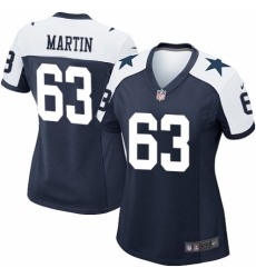 Women's Nike Dallas Cowboys #63 Marcus Martin Game Navy Blue Throwback Alternate NFL Jersey
