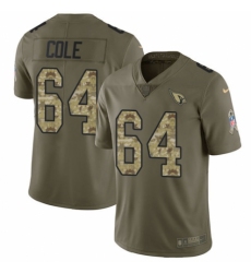 Youth Nike Arizona Cardinals #64 Mason Cole Limited Olive/Camo 2017 Salute to Service NFL Jersey
