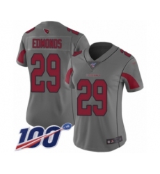 Women's Arizona Cardinals #29 Chase Edmonds Limited Silver Inverted Legend 100th Season Football Jersey