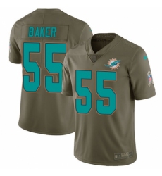 Men's Nike Miami Dolphins #55 Jerome Baker Limited Olive 2017 Salute to Service NFL Jersey