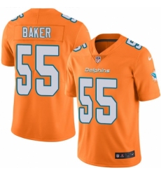 Men's Nike Miami Dolphins #55 Jerome Baker Limited Orange Rush Vapor Untouchable NFL Jersey