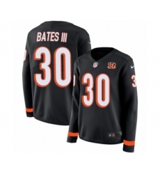 Women's Nike Cincinnati Bengals #30 Jessie Bates III Limited Black Therma Long Sleeve NFL Jersey