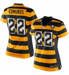 Women's Nike Pittsburgh Steelers #22 Terrell Edmunds Limited Yellow Black Alternate 80TH Anniversary Throwback NFL Jersey