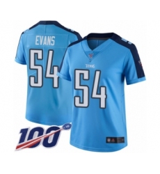 Women's Tennessee Titans #54 Rashaan Evans Limited Light Blue Rush Vapor Untouchable 100th Season Football Jersey