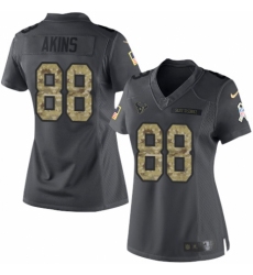 Women's Nike Houston Texans #88 Jordan Akins Limited Black 2016 Salute to Service NFL Jersey