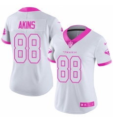 Women's Nike Houston Texans #88 Jordan Akins Limited White Pink Rush Fashion NFL Jersey