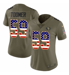 Women's Nike San Francisco 49ers #59 Korey Toomer Limited Olive/USA Flag 2017 Salute to Service NFL Jersey