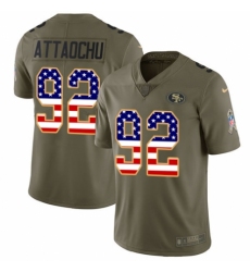 Men's Nike San Francisco 49ers #92 Jeremiah Attaochu Limited Olive/USA Flag 2017 Salute to Service NFL Jersey