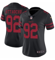 Women's Nike San Francisco 49ers #92 Jeremiah Attaochu Black Vapor Untouchable Limited Player NFL Jersey