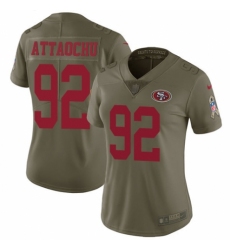 Women's Nike San Francisco 49ers #92 Jeremiah Attaochu Limited Olive 2017 Salute to Service NFL Jersey