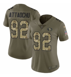 Women's Nike San Francisco 49ers #92 Jeremiah Attaochu Limited Olive/Camo 2017 Salute to Service NFL Jersey