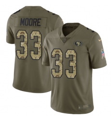 Men's Nike San Francisco 49ers #33 Tarvarius Moore Limited Olive Camo 2017 Salute to Service NFL Jersey