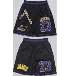 Men's Los Angeles Lakers #23 LeBron James Black 2025 Shorts (Run Small)