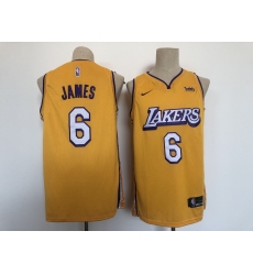 Men's Nike Los Angeles Lakers #6 LeBron James Yellow City Swingman Association Edition Jersey