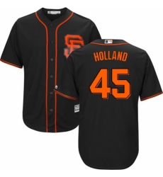 Men's Majestic San Francisco Giants #45 Derek Holland Replica Black Alternate Cool Base MLB Jersey