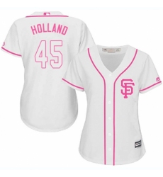Women's Majestic San Francisco Giants #45 Derek Holland Authentic White Fashion Cool Base MLB Jersey
