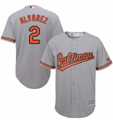 Youth Majestic Baltimore Orioles #2 Pedro Alvarez Replica Grey Road Cool Base MLB Jersey