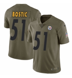 Youth Nike Pittsburgh Steelers #51 Jon Bostic Limited Olive 2017 Salute to Service NFL Jersey