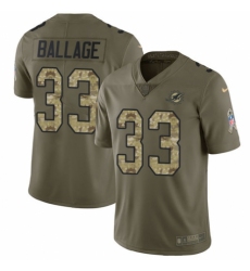Men's Nike Miami Dolphins #33 Kalen Ballage Limited Olive/Camo 2017 Salute to Service NFL Jersey