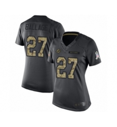Women's Miami Dolphins #27 Kalen Ballage Limited Black 2016 Salute to Service Football Jersey