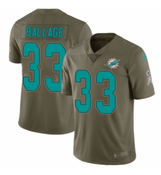 Youth Nike Miami Dolphins #33 Kalen Ballage Limited Olive 2017 Salute to Service NFL Jersey