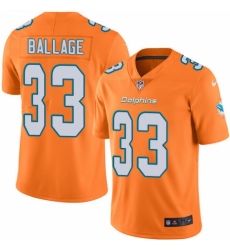 Youth Nike Miami Dolphins #33 Kalen Ballage Limited Orange Rush Vapor Untouchable NFL Jersey