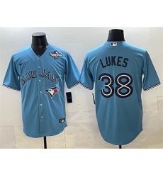 Men's Toronto Blue Jays #38 Nathan Lukes Blue 2025 World Series Cool Base Stitched Baseball Jersey