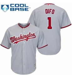 Men's Majestic Washington Nationals #1 Wilmer Difo Replica Grey Road Cool Base MLB Jersey